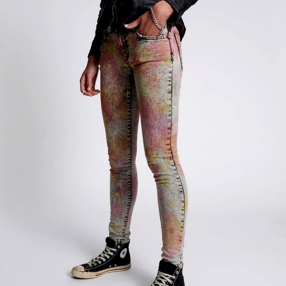 One Teaspoon Multicolor Sunset Acid Skinny Jeans Size 30 - Picture 1 of 8